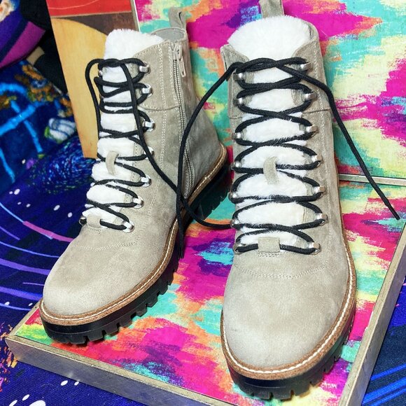 WOMEN'S ** A NEW DAY * BOOTS FAUX LEATHER FUR LACE UP COMBAT BOOTS WOMENS SIZE 9 - Picture 2 of 8